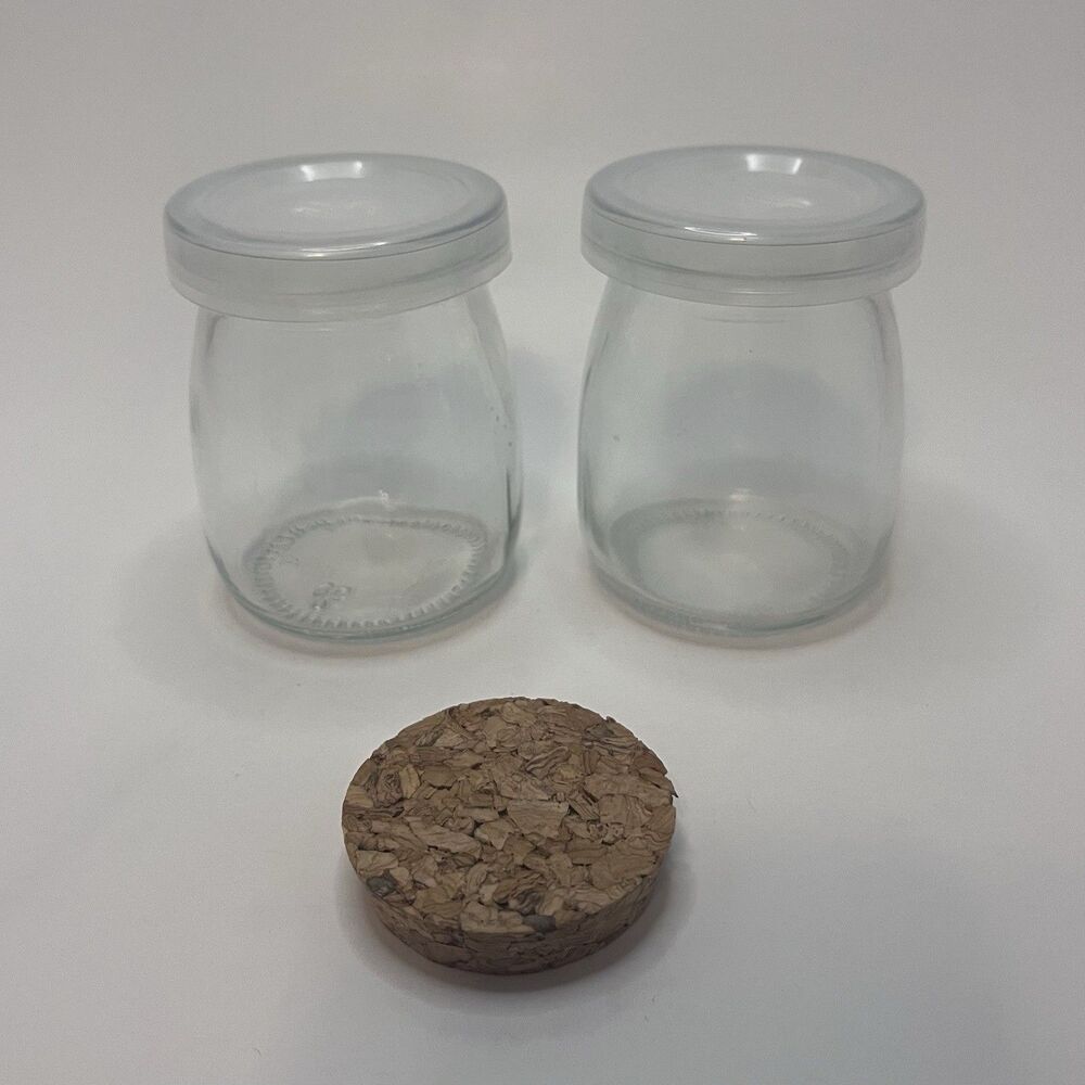 Set Of 2 Small Glass Decorative Jars With Lids Mini Jars - Used